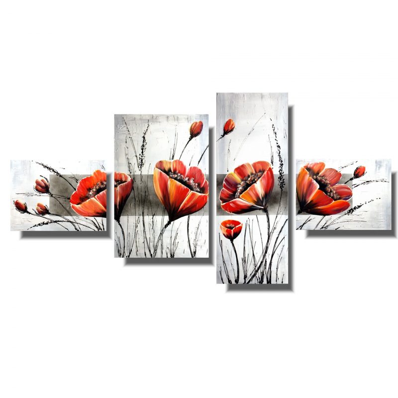 Obraz z kwiatami cudowne polne maki, Obraz tryptyk obraz z kwiatami cudowne polne maki