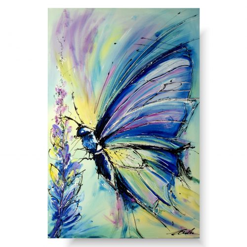 Obrazy zwierzęta pastelowy motyl
