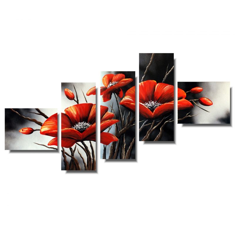 Obraz tryptyk obraz kwiaty maki