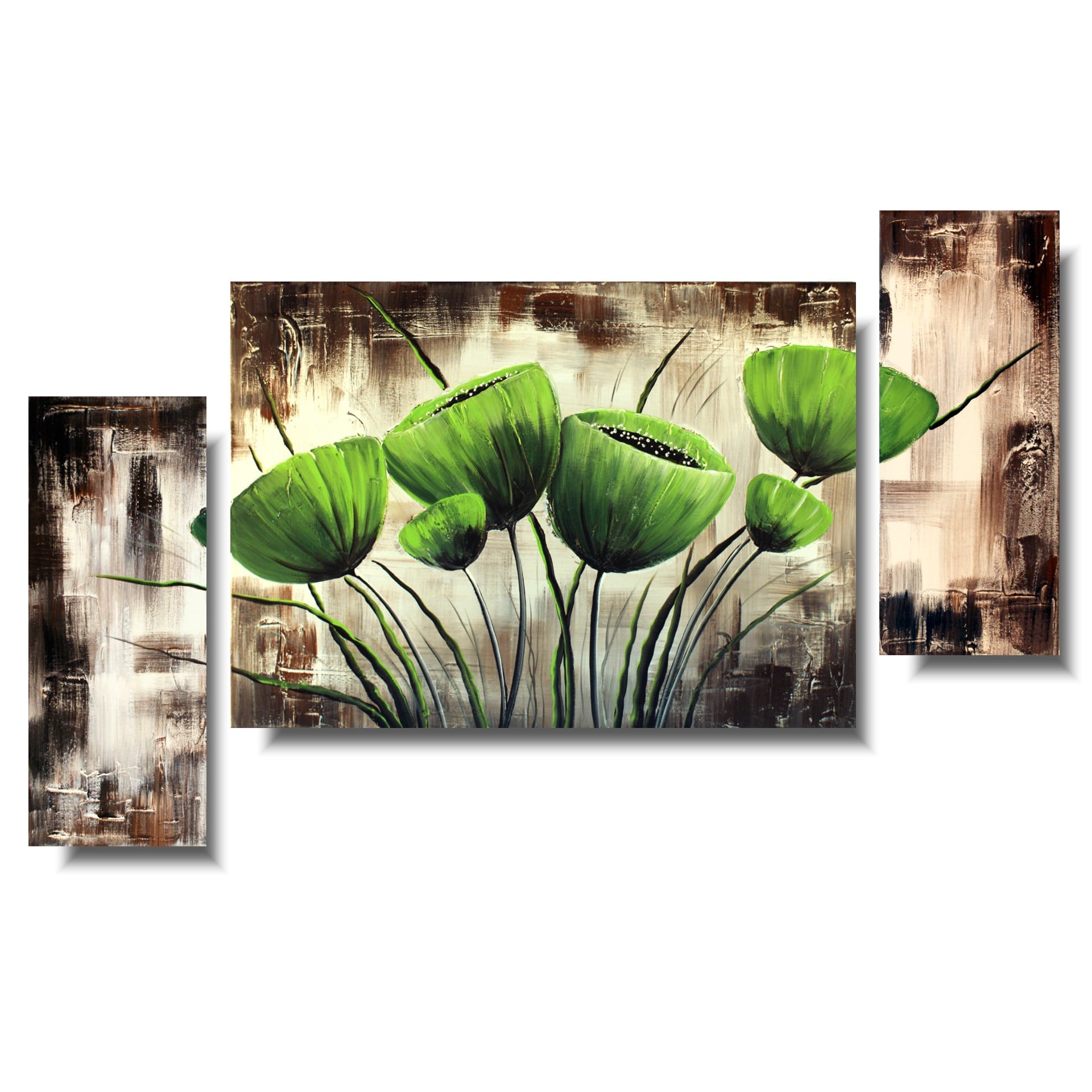 Obraz tryptyk obraz zielone kwiaty