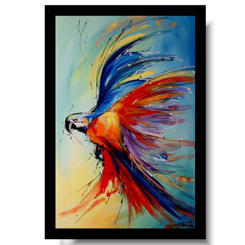 Obrazy nowoczesne ze zwierzętami papuga ara obraz ręcznie malowany akryl 1725A