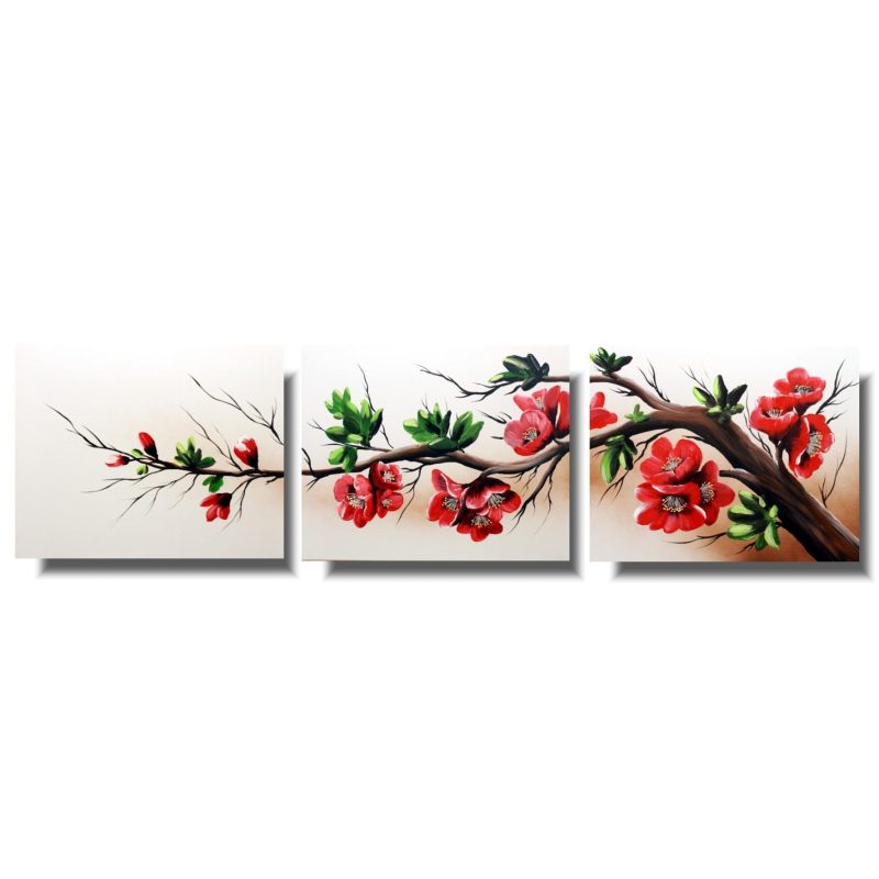 Obraz tryptyk, obraz drzewo kwitnąca wiśnia, obrazy dzielone, obrazy japońskie