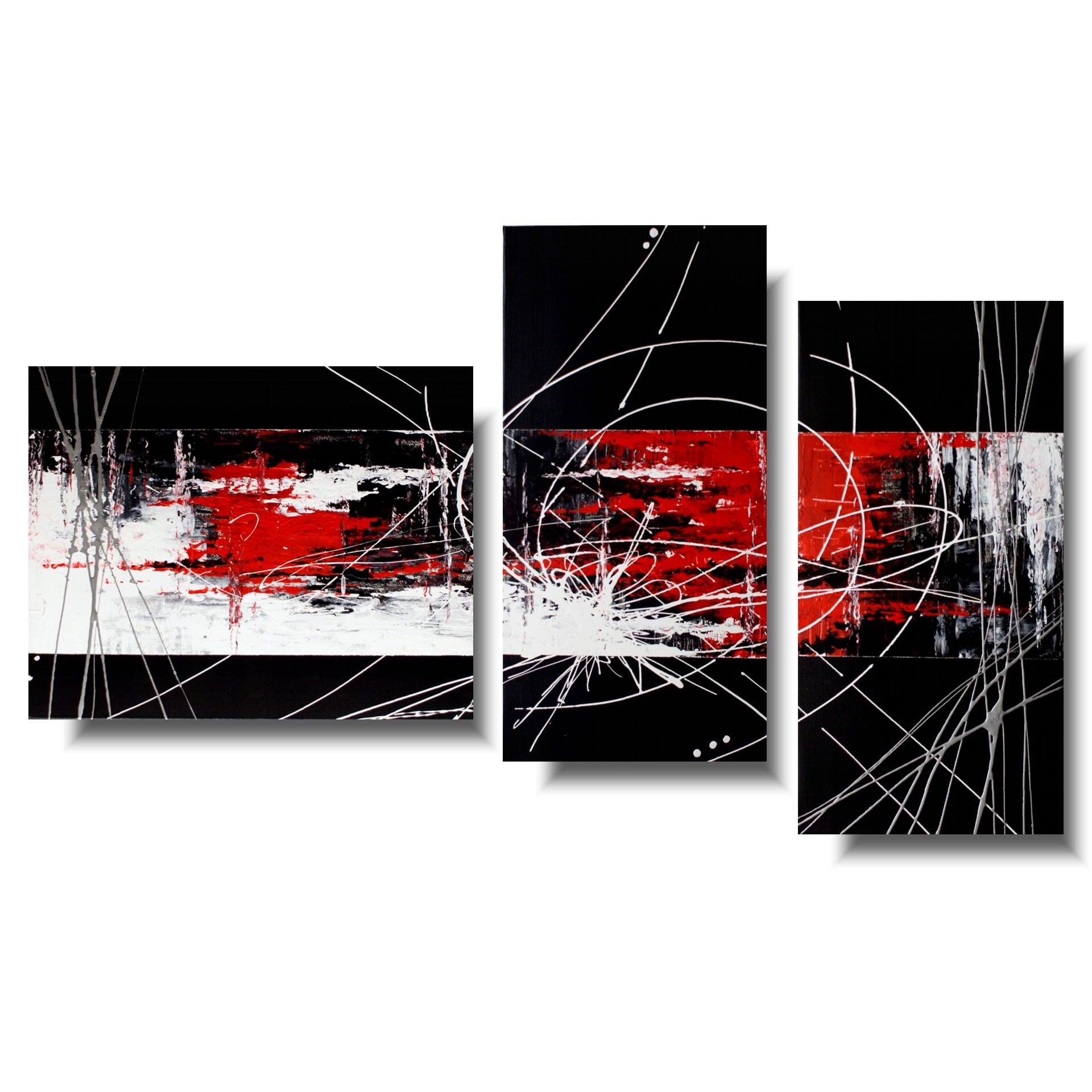 Obraz tryptyk abstrakcja czerwony obraz tryptyk