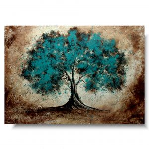 duży obraz turkusowe drzewo, obraz turkusowe drzewo, turkusowy obraz, obrazy malowane na płótnie, obraz drzewo, obrazy akrylowe, obrazy ręcznie malowane