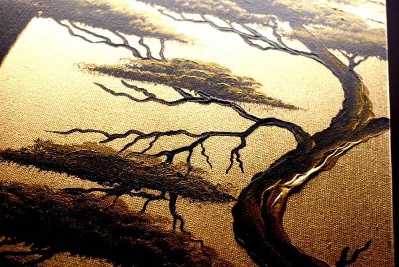 obraz złote drzewo, obraz złoty japoński obraz