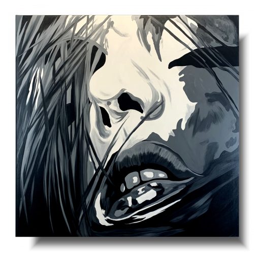 Portret czarno biały sexowne kobiece usta