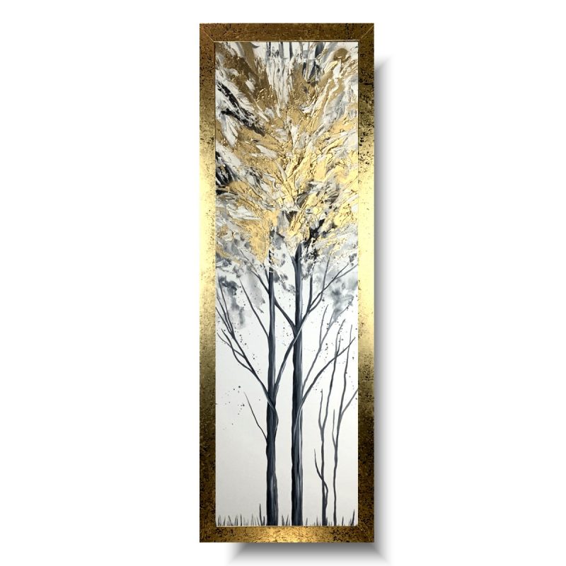 obraz pionowy złote drzewo w ramie
