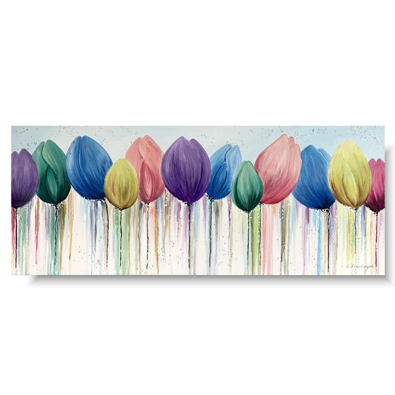 Obraz pastelowe tulipany, obraz kwiaty, obrazy strukturalne, obrazy kolorowe, ręcznie malowane obrazy, obrazy pastelowe, obraz do kuchni