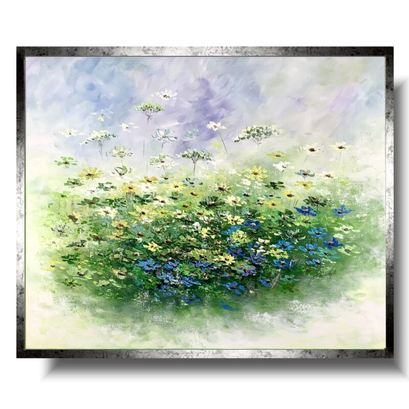 obraz z kwiatami pastelowa łąka