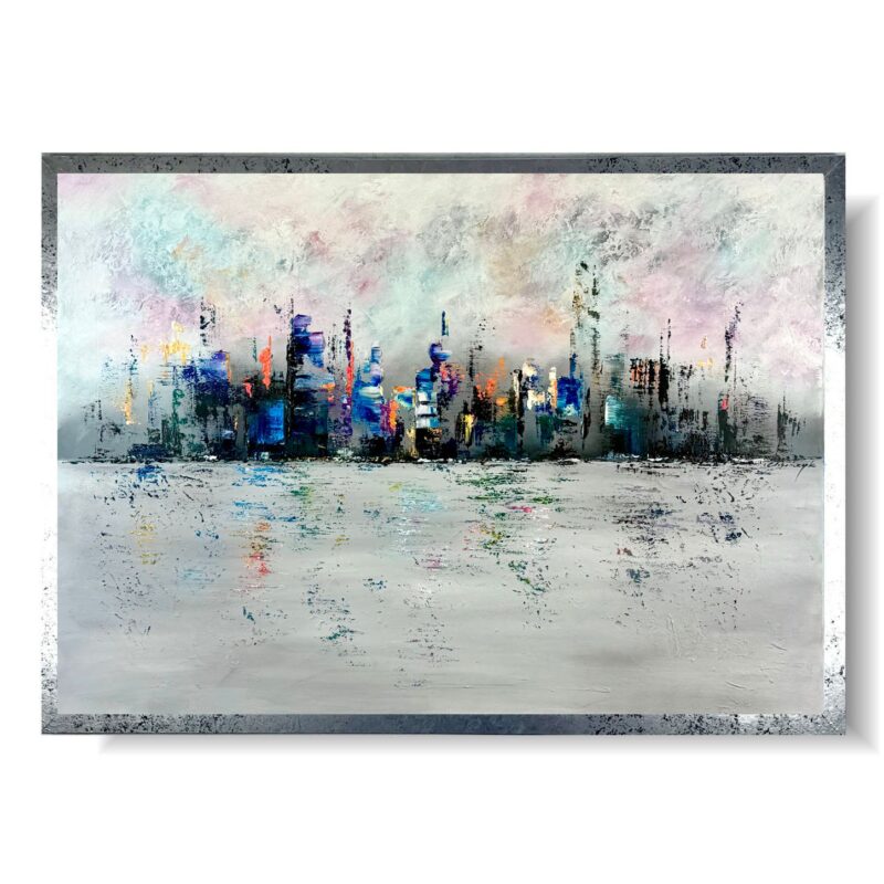 Obraz abstrakcja kolorowe miasto, Obraz kolorowe miasto, obraz w ramie, obrazy kolorowe, kolorowa abstrakcja, kolorowy pejzaż, obraz kolorowa architektura, obraz miasta i architektura