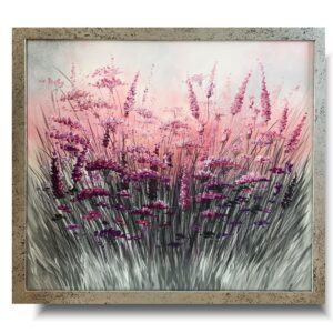 pastelowy obraz kwiaty łąka w ramie