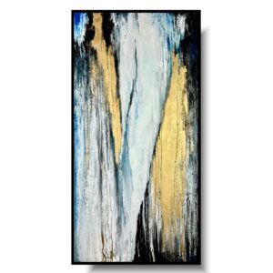 Pionowa złoto granatowa abstrakcja, obraz abstrakcja do salonu, obrazy abstrakcje, złota abstrakcja, pionowa abstrakcja, obraz 120x60, Pionowa złoto granatowa abstrakcja
