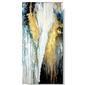 Pionowa złoto granatowa abstrakcja, obraz abstrakcja do salonu, obrazy abstrakcje, złota abstrakcja, pionowa abstrakcja, obraz 120x60, Pionowa złoto granatowa abstrakcja
