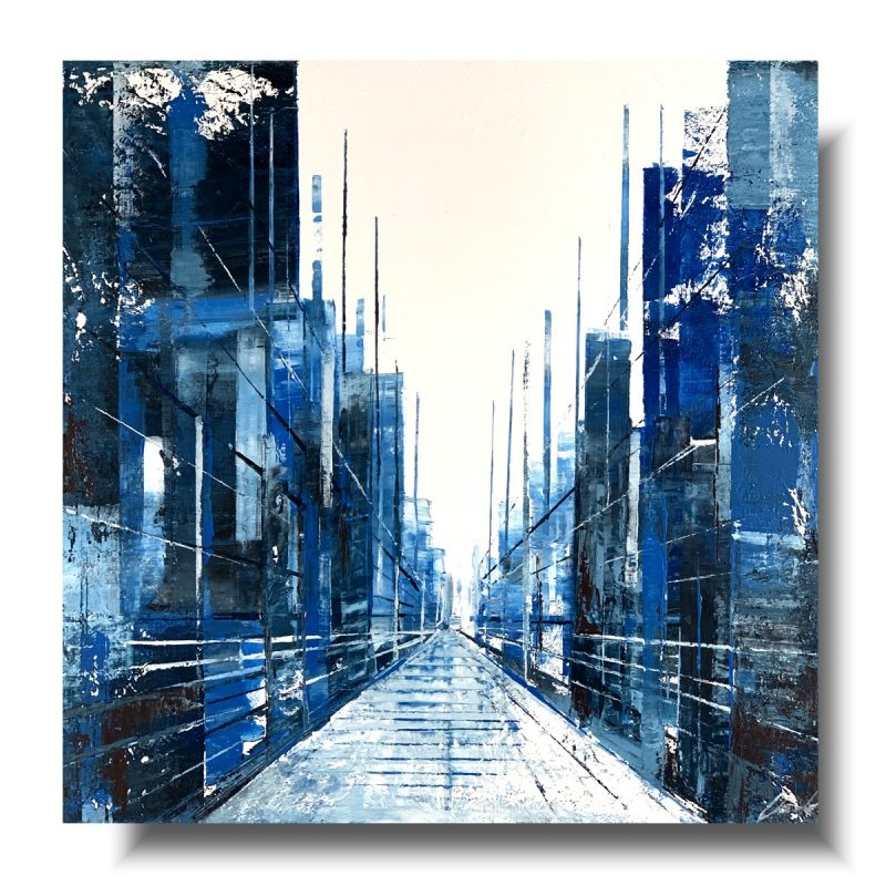 obraz abstrakcja niebieskie miasto