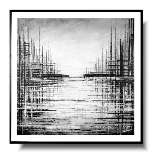 Obraz czarno białe miasto port, obraz miasto, czarno biały obraz, obraz z passpartout