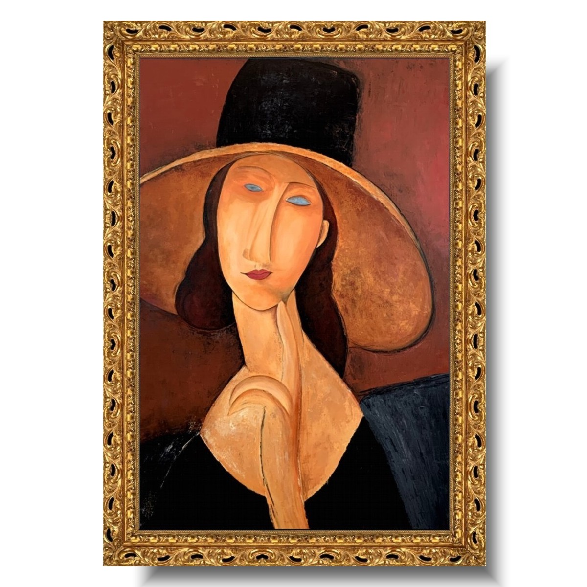 Obraz portret kobieta w kapeluszu, Portret kobiety w kapeluszu, reprodukcja Modigliani, portrety na zamówienie, obrazy sławnych malarzy