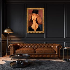 reprodukcja do salonu, Portret kobiety w kapeluszu, reprodukcja Modigliani, portrety na zamówienie, obrazy sławnych malarzy