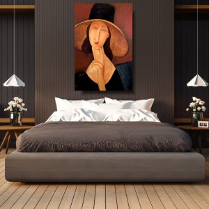 obraz ręcznie malowany, Portret kobiety w kapeluszu, reprodukcja Modigliani, portrety na zamówienie, obrazy sławnych malarzy