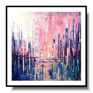 różowy obraz abstrakcja miasto