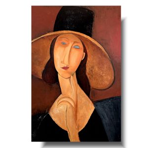 reprodukcja kobieta w kapeluszu, Portret kobiety w kapeluszu, reprodukcja Modigliani, portrety na zamówienie, obrazy sławnych malarzy