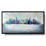 Obraz kolorowy pejzaż miasta, obraz kolorowe miasto, miasto na obrazie