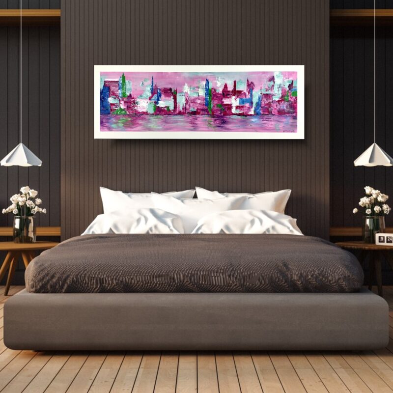 obraz do sypialni, różowy obraz, poziomy obraz architektura, obraz do sypialni