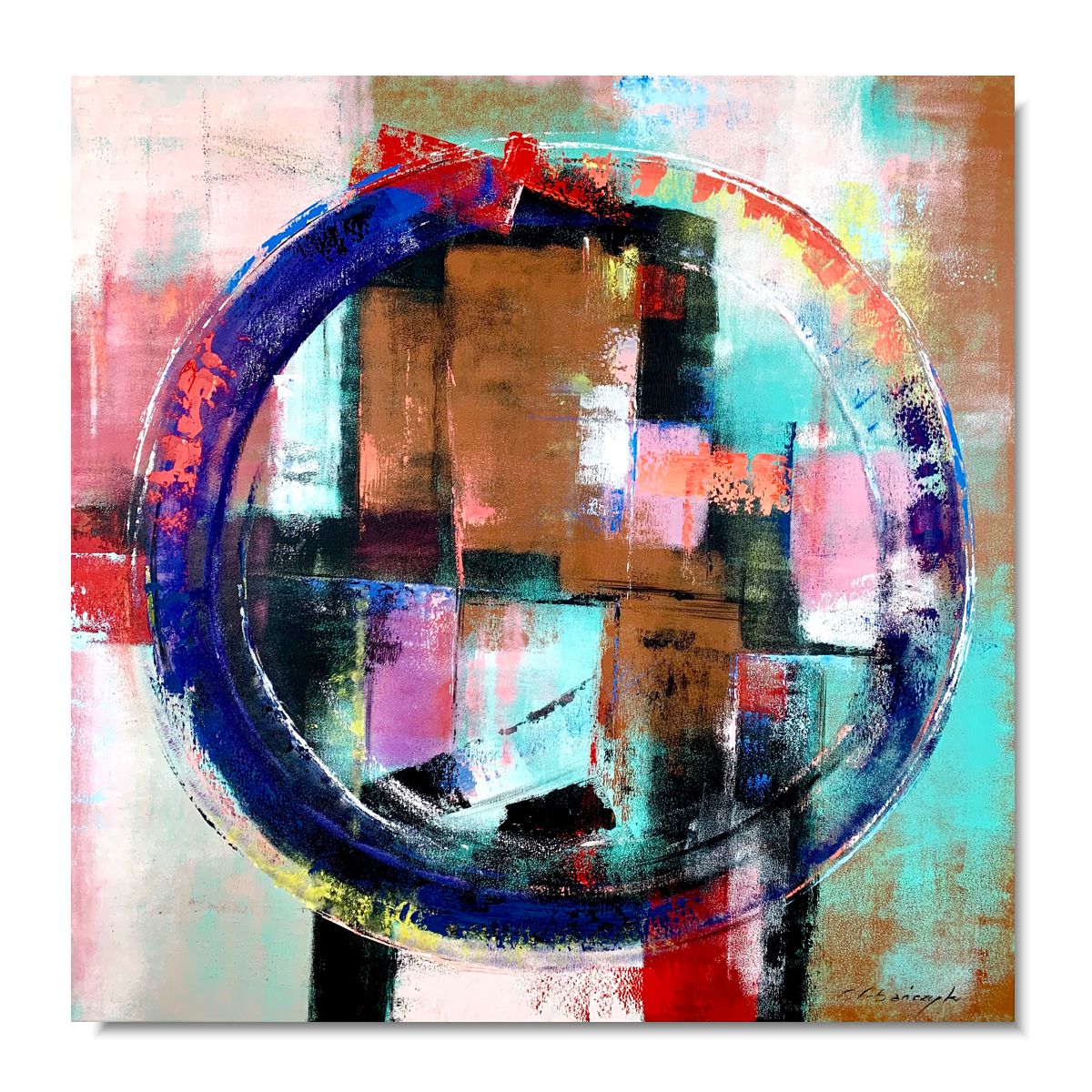 obraz wielokolorowa abstrakcja 100x100