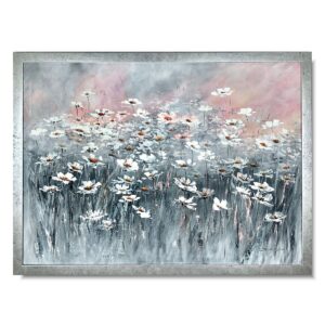 obraz z kwiatami w srebrnej ramie, 110x80