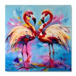 obrazy zwierzęta, obrazy ptaki, kolorowe flamingi, kolorowe obrazy, obrazy ręcznie malowane