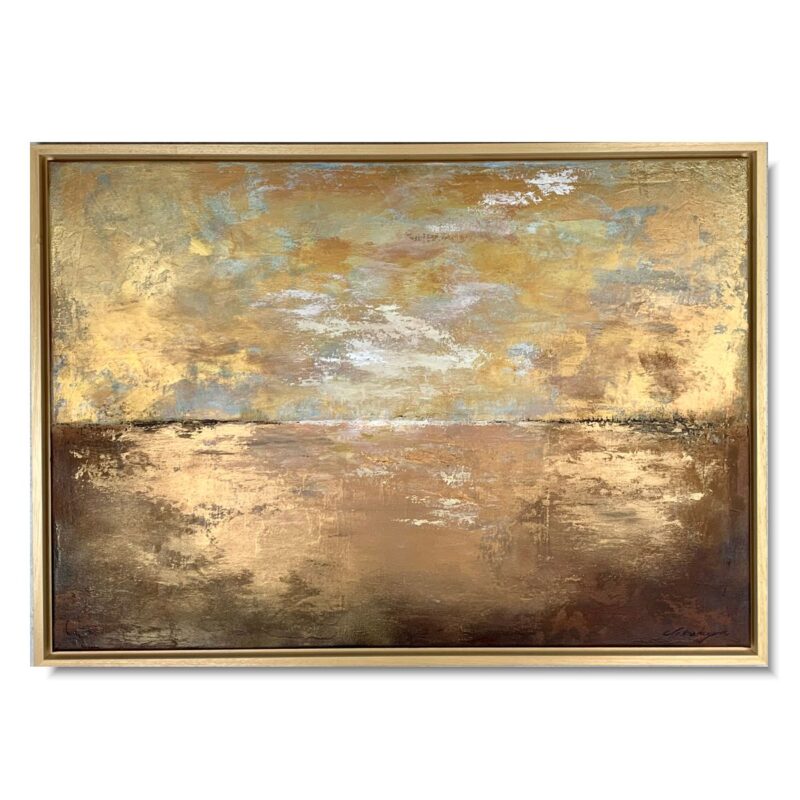 Obraz ręcznie malowany złota abstrakcja, obraz w drewnianej ramie, złoty obraz, obrazy gotowe do powieszenia