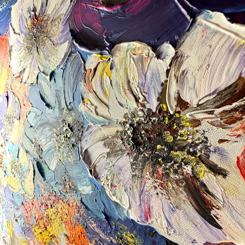 Obraz portret ręcznie malowany, kolorowy portret, obraz 100x100, obrazy do salonu, obrazy na płótnie