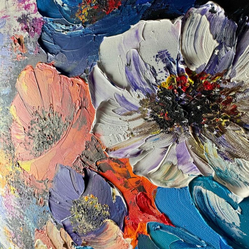 Obraz portret ręcznie malowany, kolorowy portret, obraz 100x100, obrazy do salonu, obrazy na płótnie