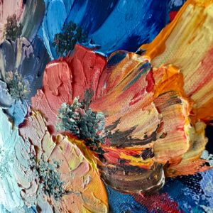 Obraz portret ręcznie malowany, kolorowy portret, obraz 100x100, obrazy do salonu, obrazy na płótnie