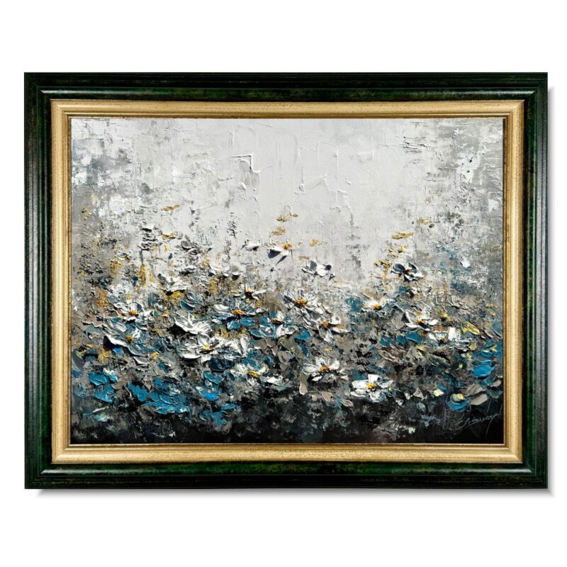 Obraz z kwiatami na płótnie w ramie, klasyczny obraz z kwiatami, obrazy kwiaty, obrazy na płótnie z kwiatami, obraz łąka