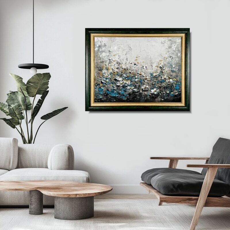 Obraz z kwiatami na płótnie w ramie, klasyczny obraz z kwiatami, obrazy kwiaty, obrazy na płótnie z kwiatami, obraz łąka