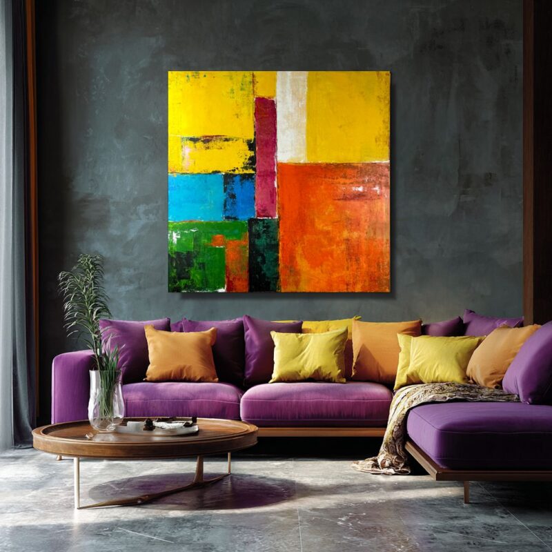 Nowoczesny obraz kolorowa abstrakcja, dynamiczny obraz, geometryczny obraz, kolorowy obraz