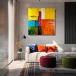 Nowoczesny obraz kolorowa abstrakcja, dynamiczny obraz, geometryczny obraz, kolorowy obraz