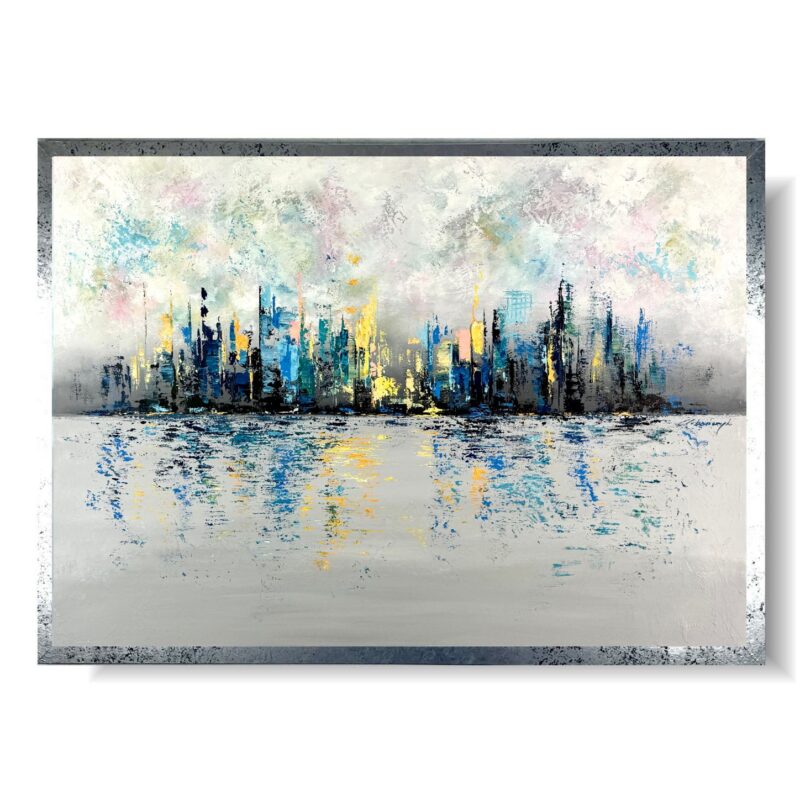 Obraz abstrakcja kolorowe miasto, Obraz kolorowe miasto, obraz w ramie, obrazy kolorowe, kolorowa abstrakcja, kolorowy pejzaż, obraz kolorowa architektura, obraz miasta i architektura