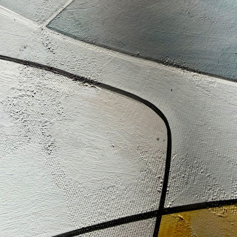 Dyptyk abstrakcyjny – detal struktury farby i geometrycznych linii