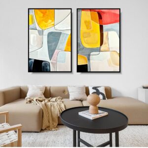 Dyptyk abstrakcyjny jako obrazy do salonu – nowoczesne mieszkanie