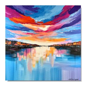 Nowoczesny obraz miasto z grubą fakturą farby 80x80 cm