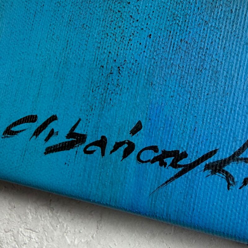 Nowoczesny obraz miasto – kolorowa panorama sygnowana przez autora