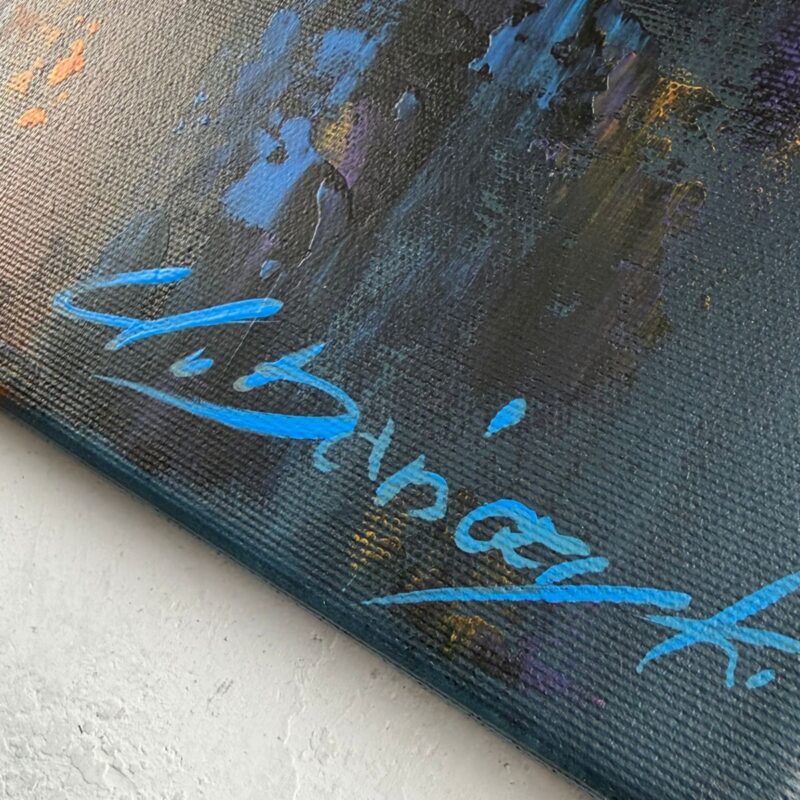 Obraz miasto – detal podpis autora