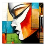 Złoty obraz portret nowoczesny 100x100