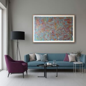 Nowoczesny obraz abstrakcyjny w salonie nad kanapą