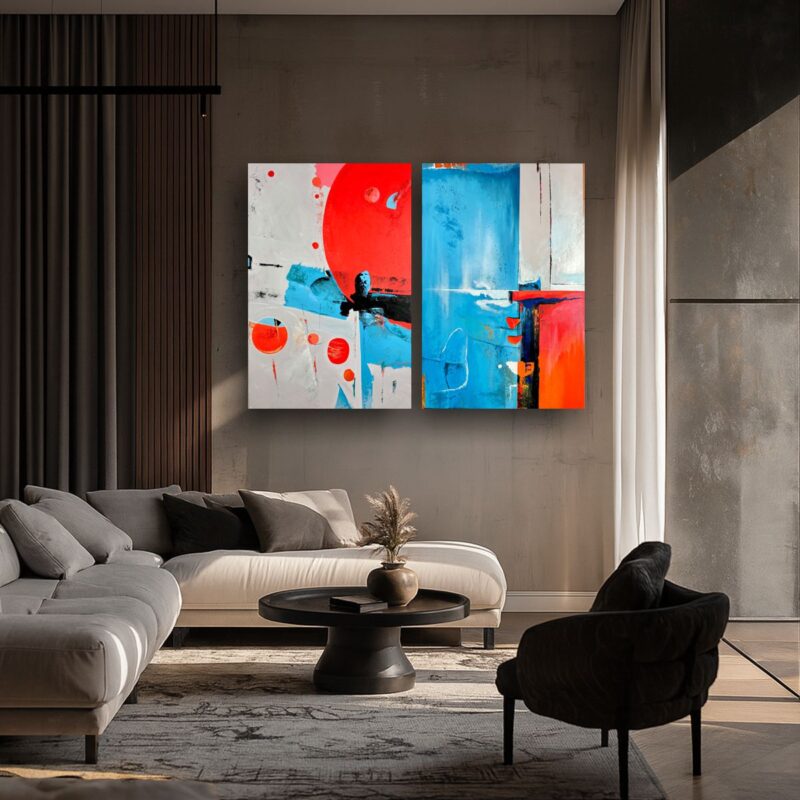duży dyptyk abstrakcja do salonu