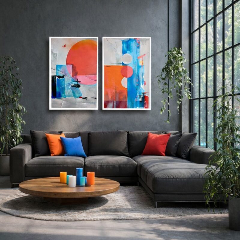 duży dyptyk abstrakcja do salonu